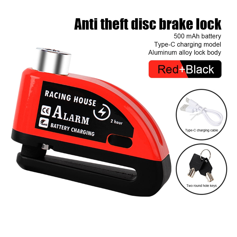 Bike Alarm System, Electric Bicycle Disc Brake Lock, Waterproof