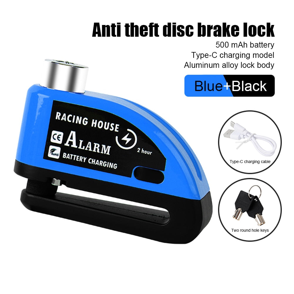 Bike Alarm System, Electric Bicycle Disc Brake Lock, Waterproof