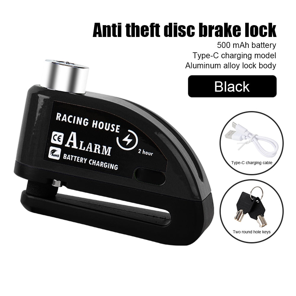 Bike Alarm System, Electric Bicycle Disc Brake Lock, Waterproof