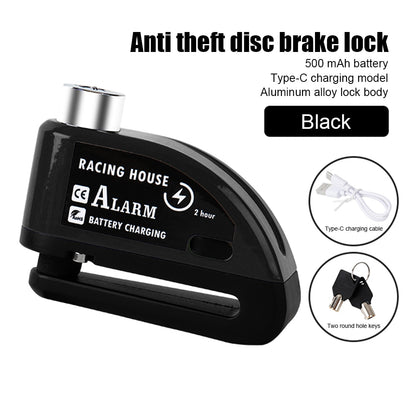 Bike Alarm System, Electric Bicycle Disc Brake Lock, Waterproof