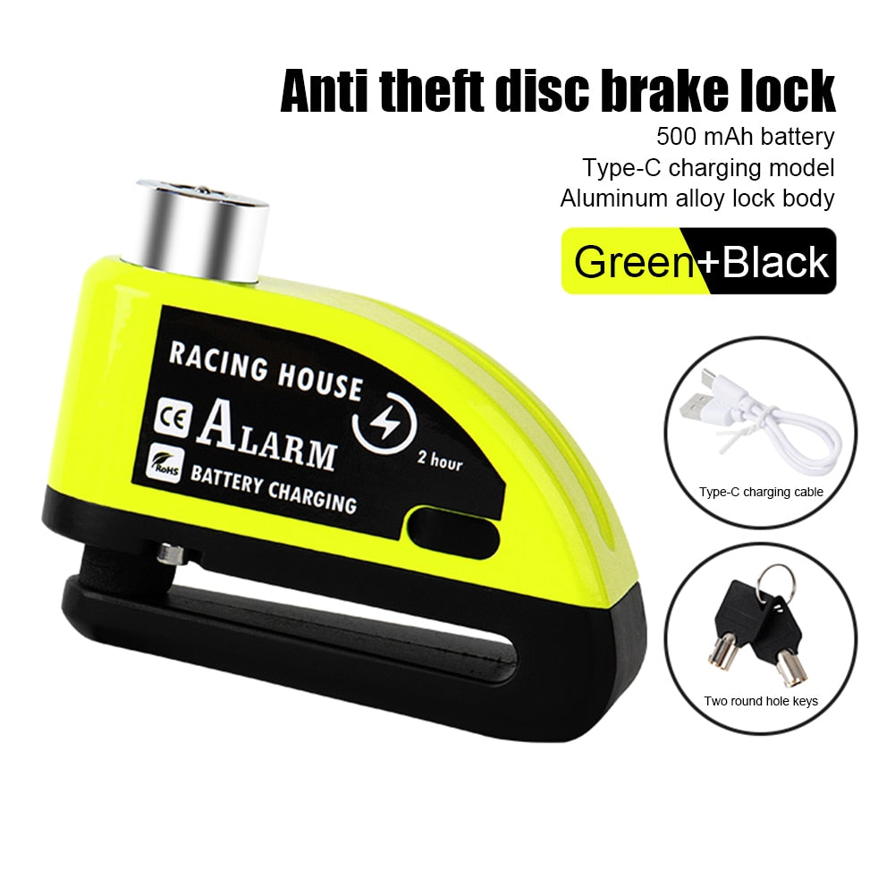 Bike Alarm System, Electric Bicycle Disc Brake Lock, Waterproof